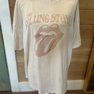 American Eagle Rolling Stones Graphic Tee in Cream
